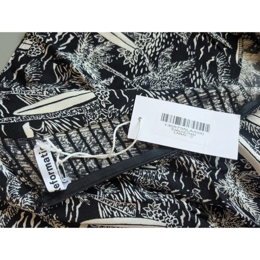 NWT Reformation Sigmund Tropical Printed Crepe Midi Dress Size 0 Lanai #2J456 - Picture 10 of 11